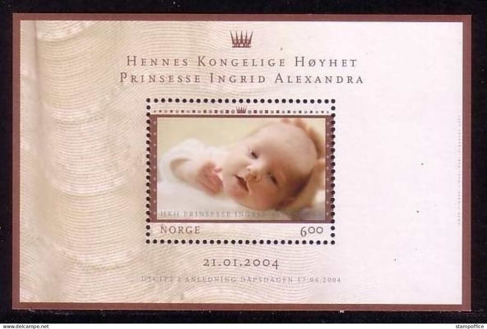 NORWEGEN BLOCK 27 POSTFRISCH(MINT) PRINZESSIN INGRID ALEXANDRA - Neufs