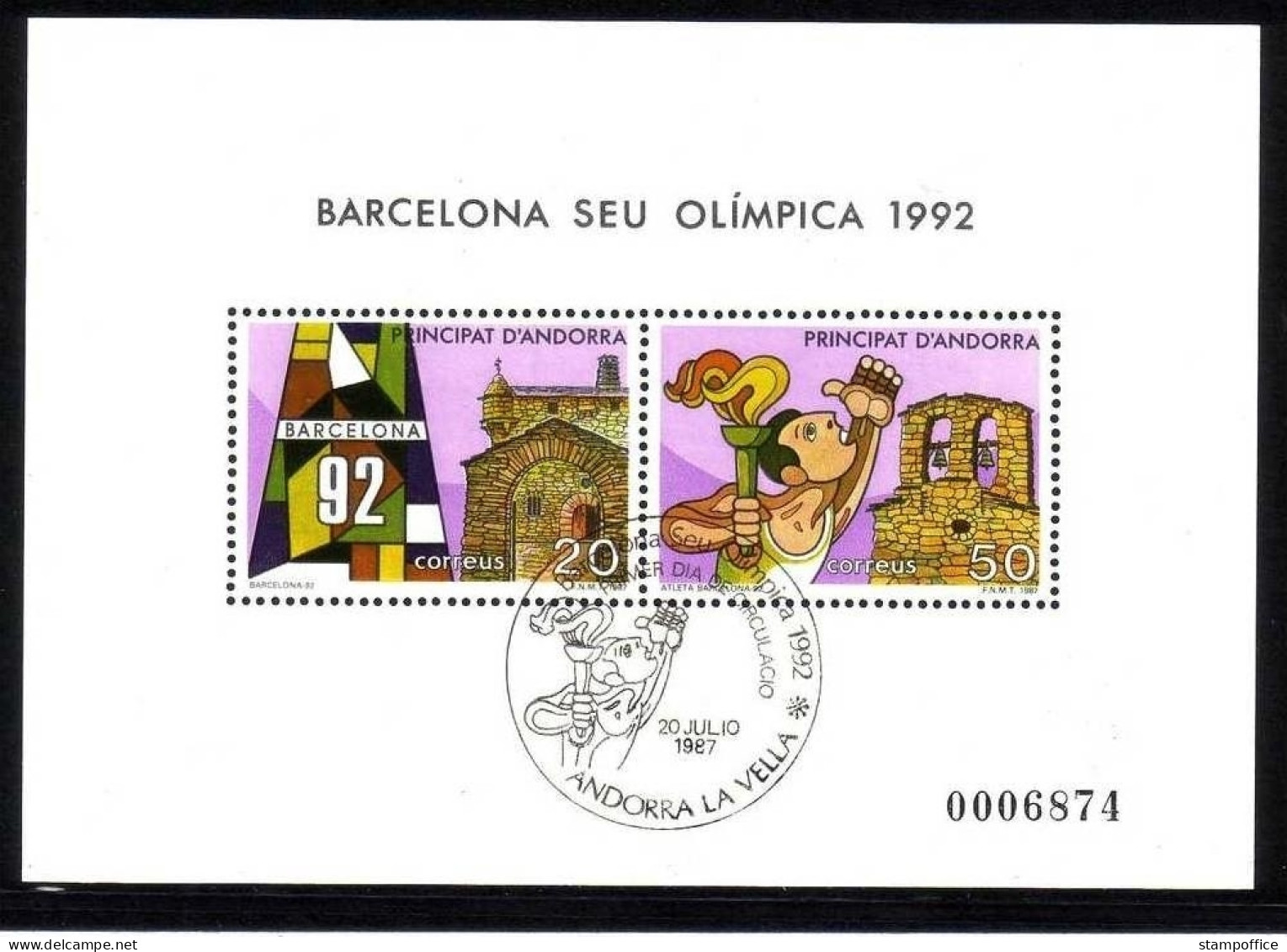 ANDORRA SPANISCH BLOCK 2 GESTEMPELT(USED) OLYMPISCHE SPIELE IN BARCELONA 1992 - Usati