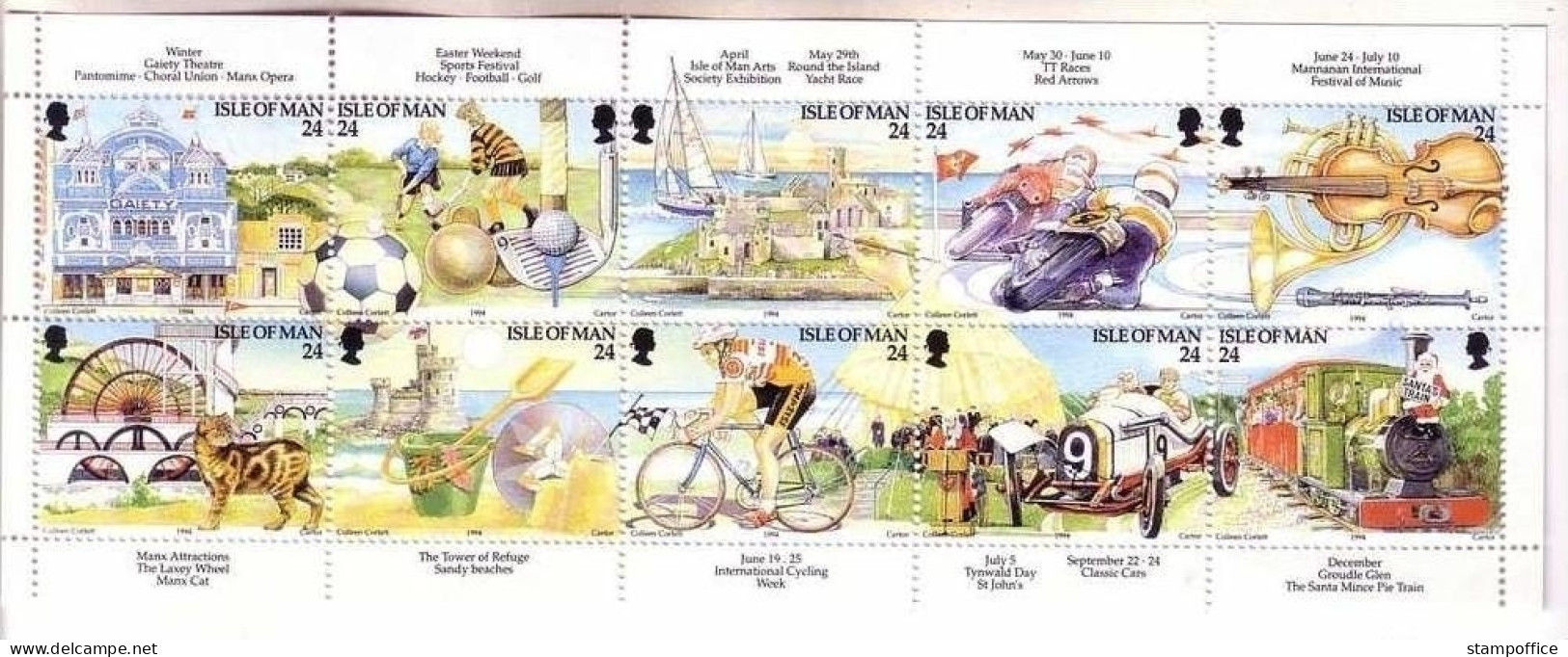 ISLE OF MAN MI-NR. 577-586 ZD POSTFRISCH(MINT) TOURISMUS 1994 MOTORRAD FAHRRAD OLDTIMER EISENBAHN - Isola Di Man