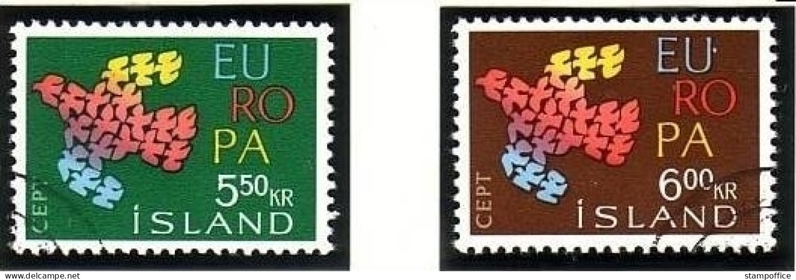 ISLAND MI-NR. 354-355 GESTEMPELT(USED) EUROPA 1961 TAUBE - 1961