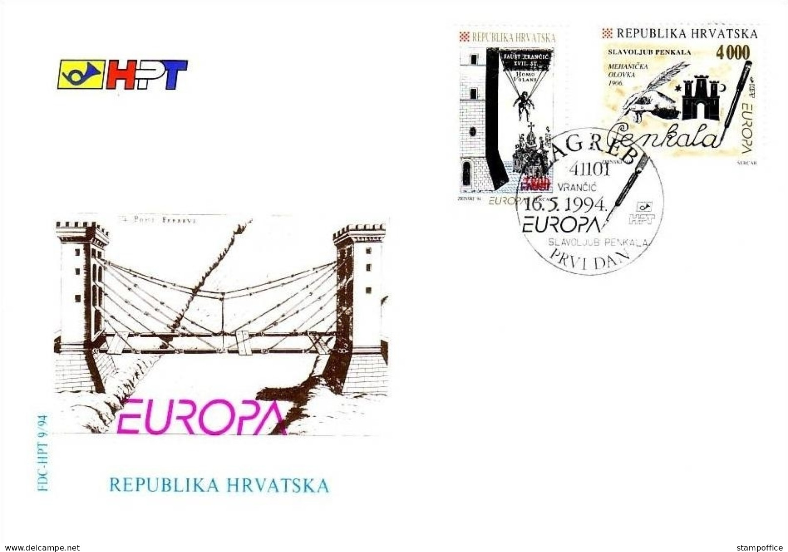 KROATIEN MI-NR. 274-275 FDC EUROPA 1994 ERFINDUNGEN FALLSCHIRMSPRINGEN - 1994