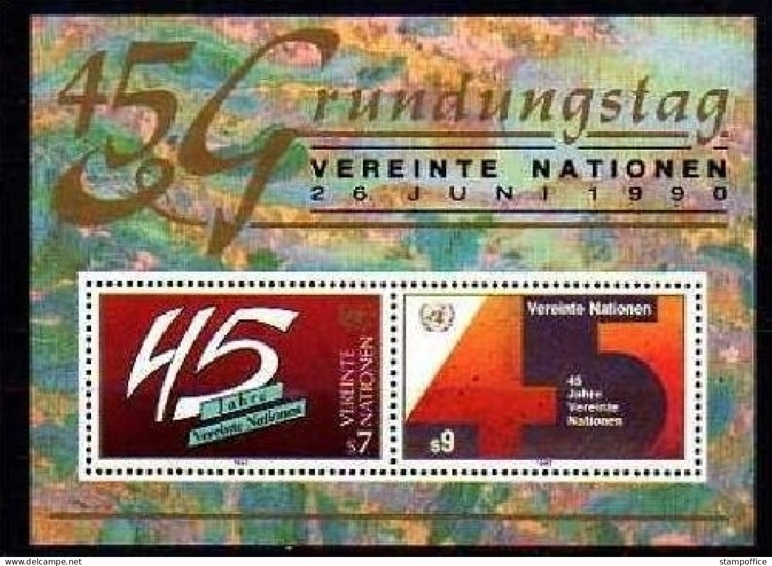 UNO WIEN BLOCK 5 POSTFRISCH(MINT) 45 JAHRE VEREINTE NATIONEN 1990 - Hojas Y Bloques