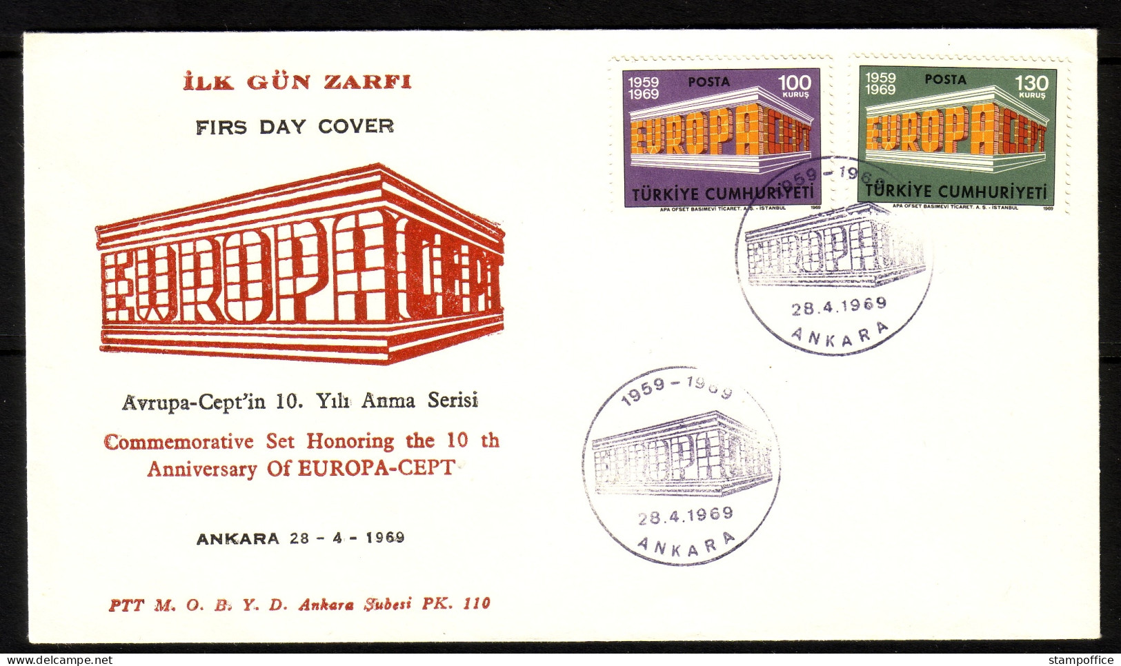 TÜRKEI MI-NR. 2124-2125 FDC CEPT 1969 - FDC