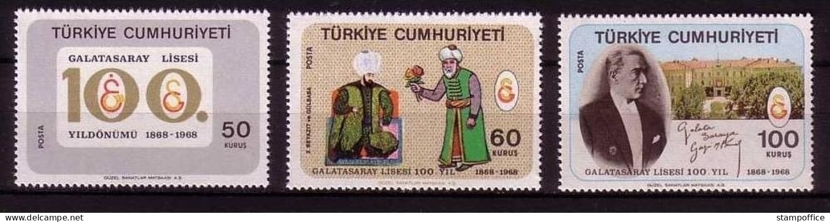 TÜRKEI MI-NR. 2104-2106 POSTFRISCH(MINT) 100 JAHRE GYMNASIUM GALATASARAY - Unused Stamps