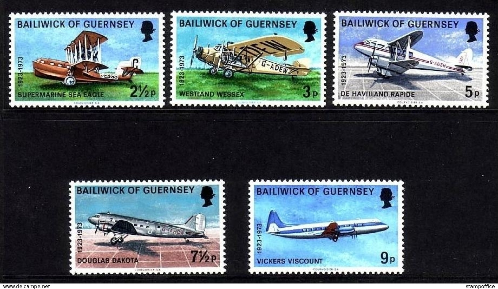 GUERNSEY MI-NR. 79-83 POSTFRISCH(MINT) FLUGDIENST 1973 FLUGZEUGE - Guernesey