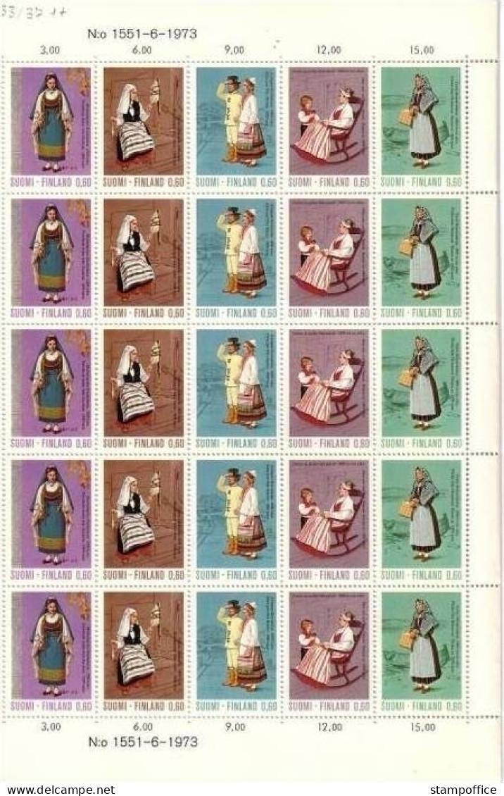 FINNLAND MI-NR. 733-737 ZD POSTFRISCH(MINT) BOGENTEIL TRACHTEN 1973 - Nuevos