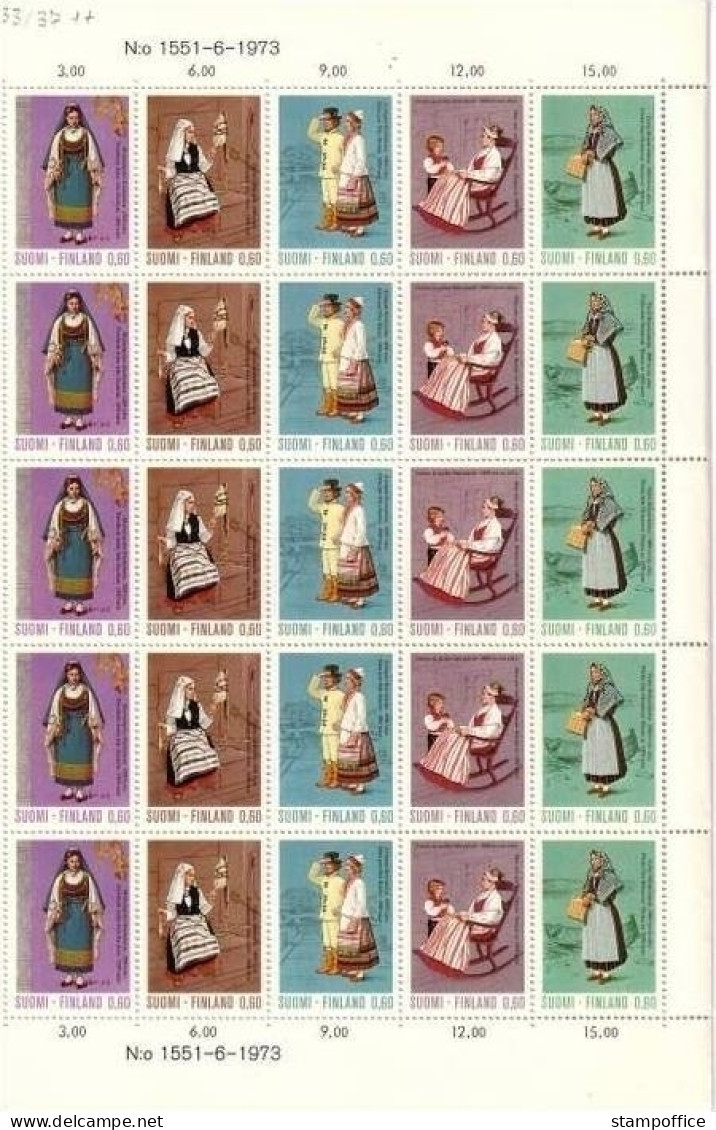 FINNLAND MI-NR. 733-737 ZD POSTFRISCH(MINT) BOGENTEIL TRACHTEN 1973 - Unused Stamps