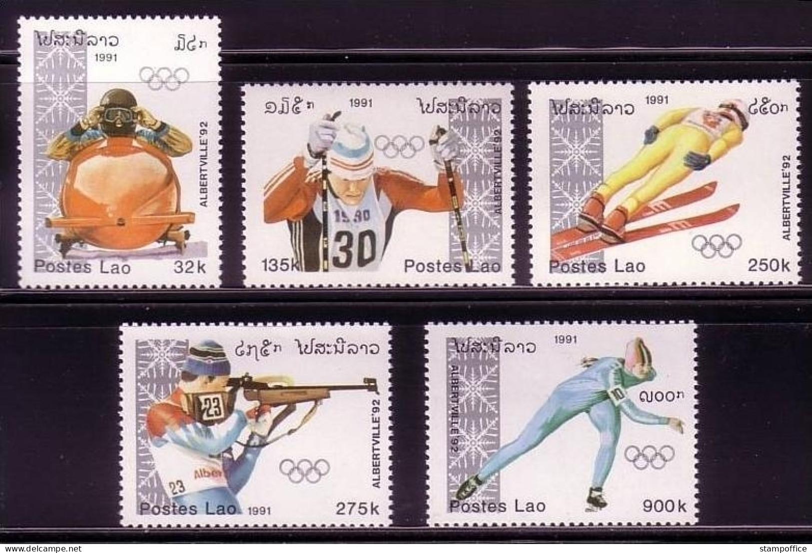 LAOS MI-NR. 1251-1255 POSTFRISCH(MINT) OLYMPISCHE WINTERSPIELE ALBERTVILLE 1992 SKI BOB BIATHLON EISSCHNELLAUF - Winter 1992: Albertville