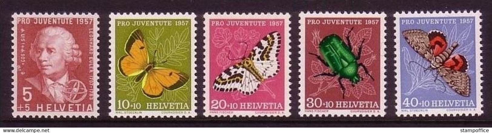 SCHWEIZ MI-NR. 648-652 POSTFRISCH(MINT) PRO JUVENTUTE 1957 INSEKTEN SCHMETTERLINGE EULER - Papillons