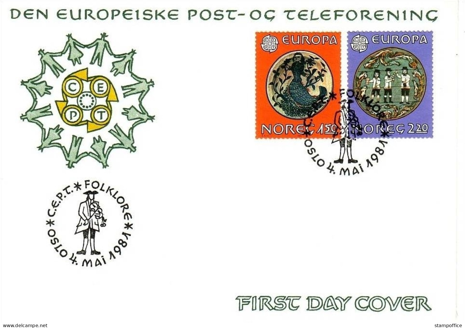 NORWEGEN MI-NR. 836-837 FDC EUROPA 1981 FOLKLORE - 1981