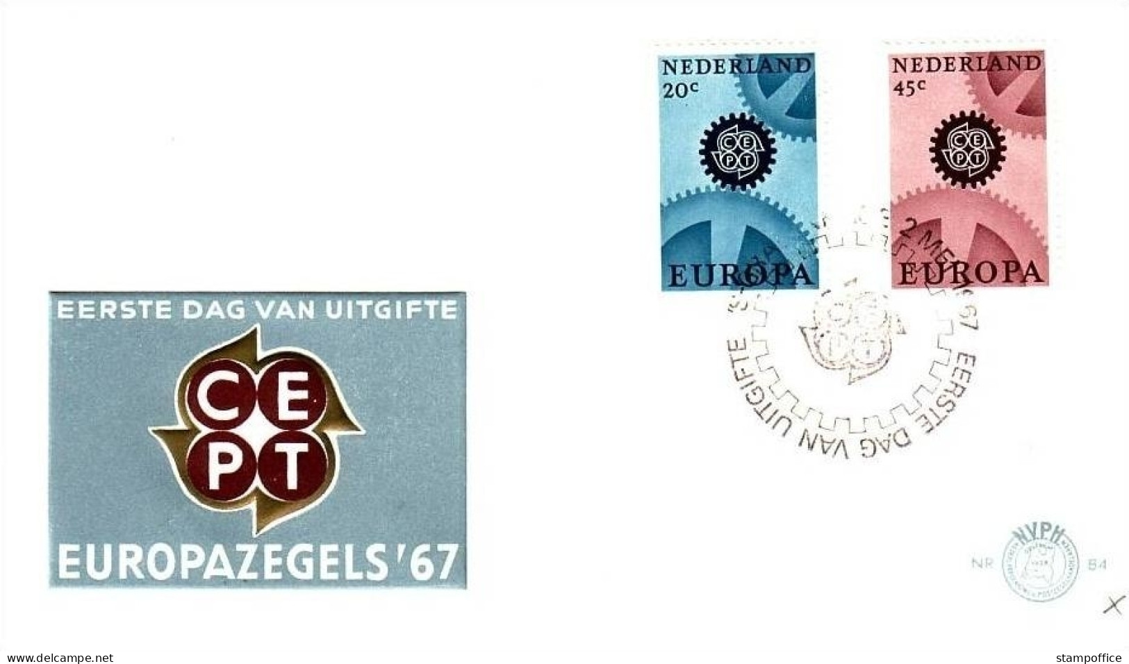 NIEDERLANDE MI-NR. 878-879 X FDC CEPT 1967 ZAHNRÄDER - 1967
