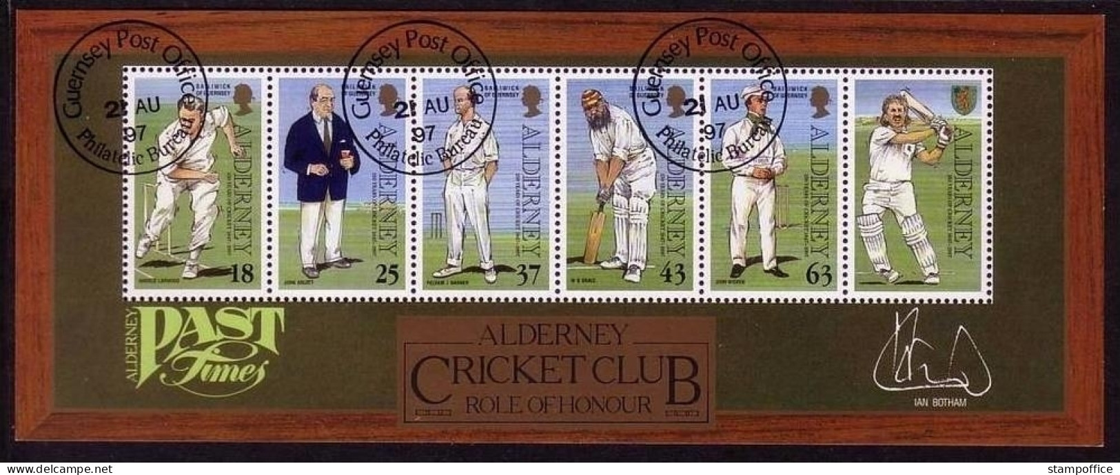 ALDERNEY BLOCK 3 GESTEMPELT(USED) CRICKET CLUB AUF ALDERNEY 1997 - Alderney