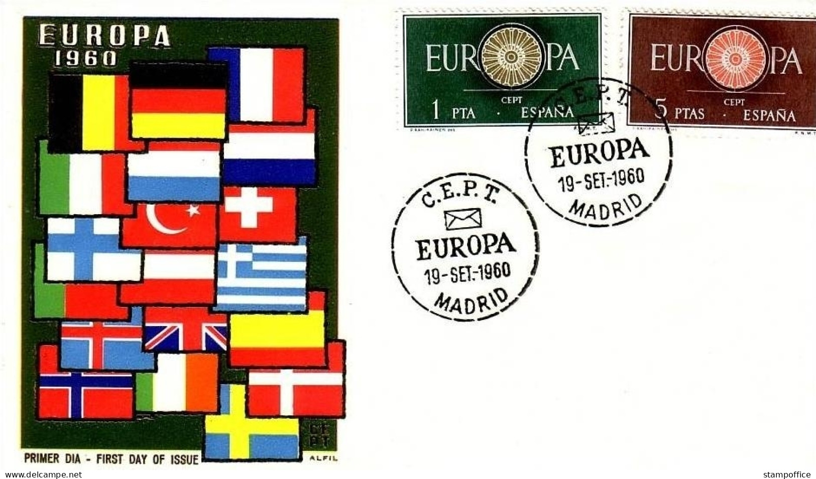 SPANIEN MI-NR. 1189-1190 FDC CEPT 1960 WAGENRAD - 1960