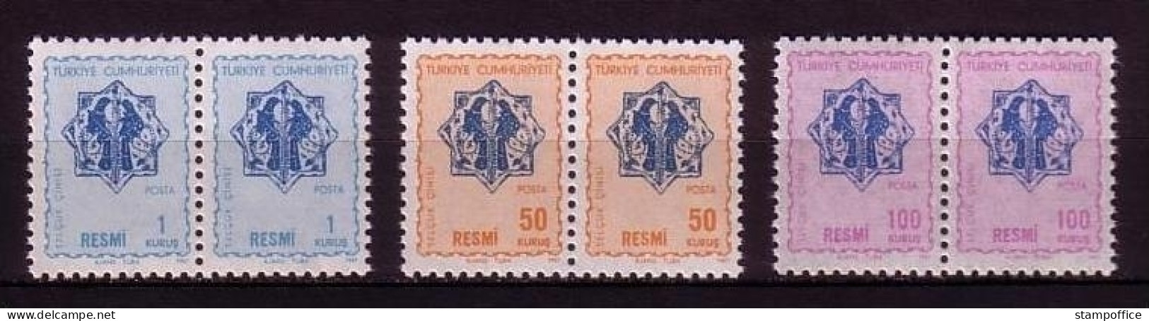 TÜRKEI DIENSTMARKEN MI-NR. 109-111 POSTFRISCH(MINT) Pärchen ORNAMENTE - Official Stamps