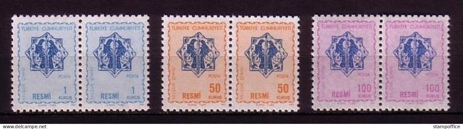 TÜRKEI DIENSTMARKEN MI-NR. 109-111 POSTFRISCH(MINT) Pärchen ORNAMENTE - Dienstmarken