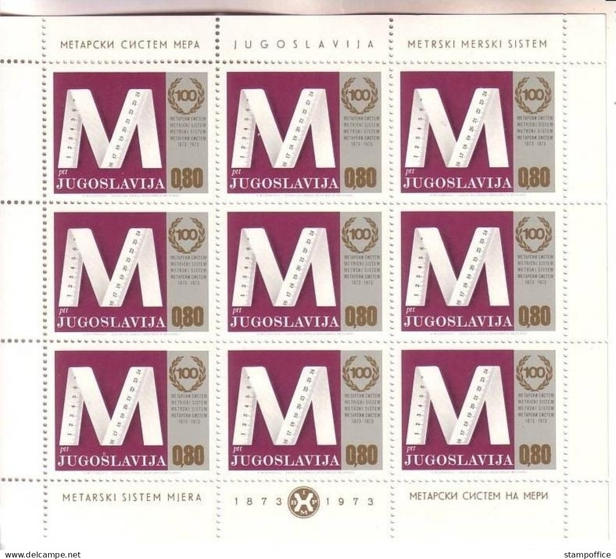 JUGOSLAWIEN MI-NR. 1538 POSTFRISCH(MINT) KLEINBOGEN METRISCHES SYSTEM - Blocks & Sheetlets