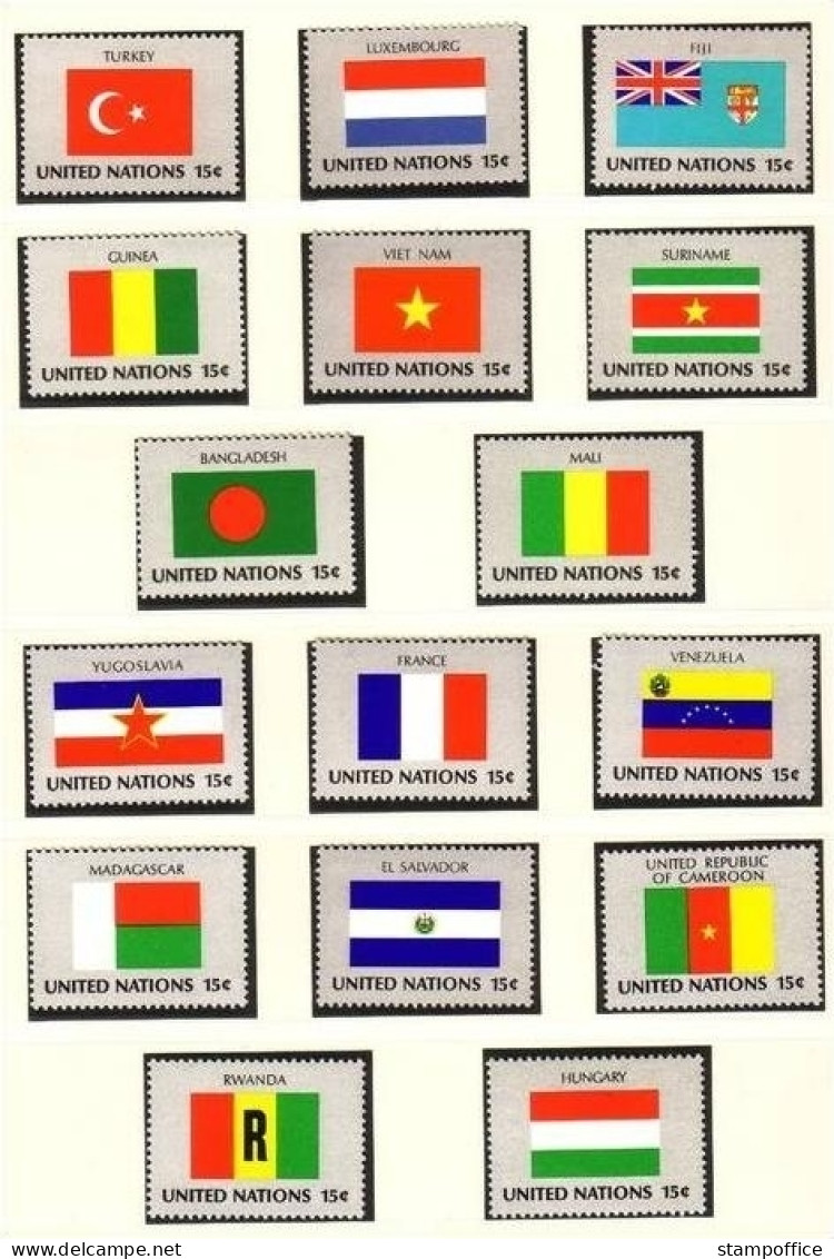 UNO NEW YORK MI-NR. 348-363 POSTFRISCH(MINT) FLAGGEN 1980 VIETNAM TÜRKEI LUXEMBURG UNGARN MALI - Unused Stamps