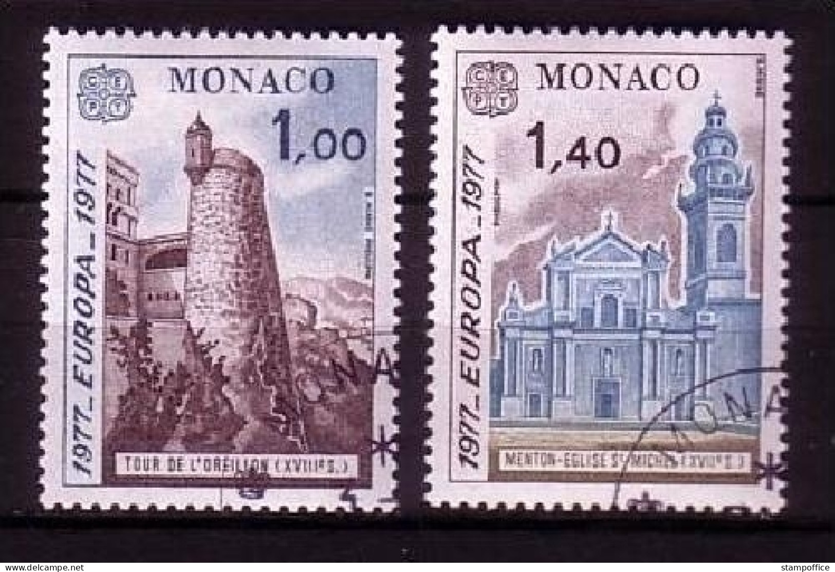 MONACO MI-NR. 1273-1274 GESTEMPELT(USED) EUROPA 1977 - LANDSCHAFTEN TURM KIRCHE - 1977