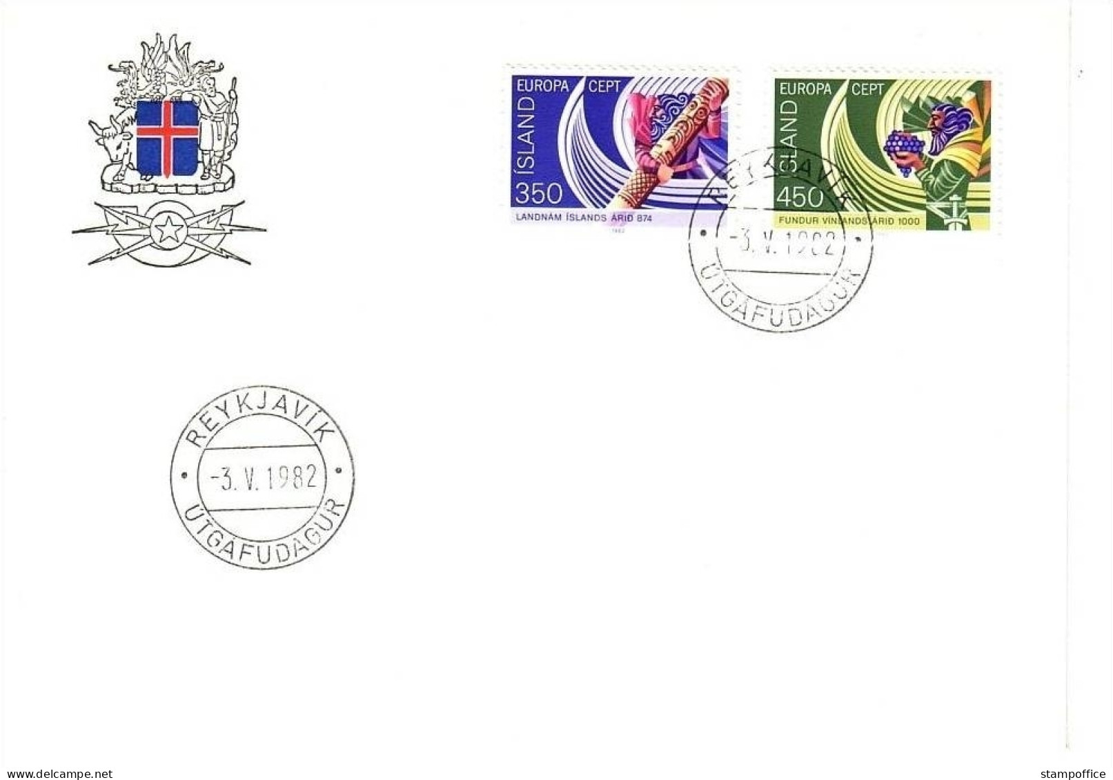 ISLAND MI-NR. 578-579 FDC EUROPA 1982 HISTORISCHE EREIGNISSE - 1982