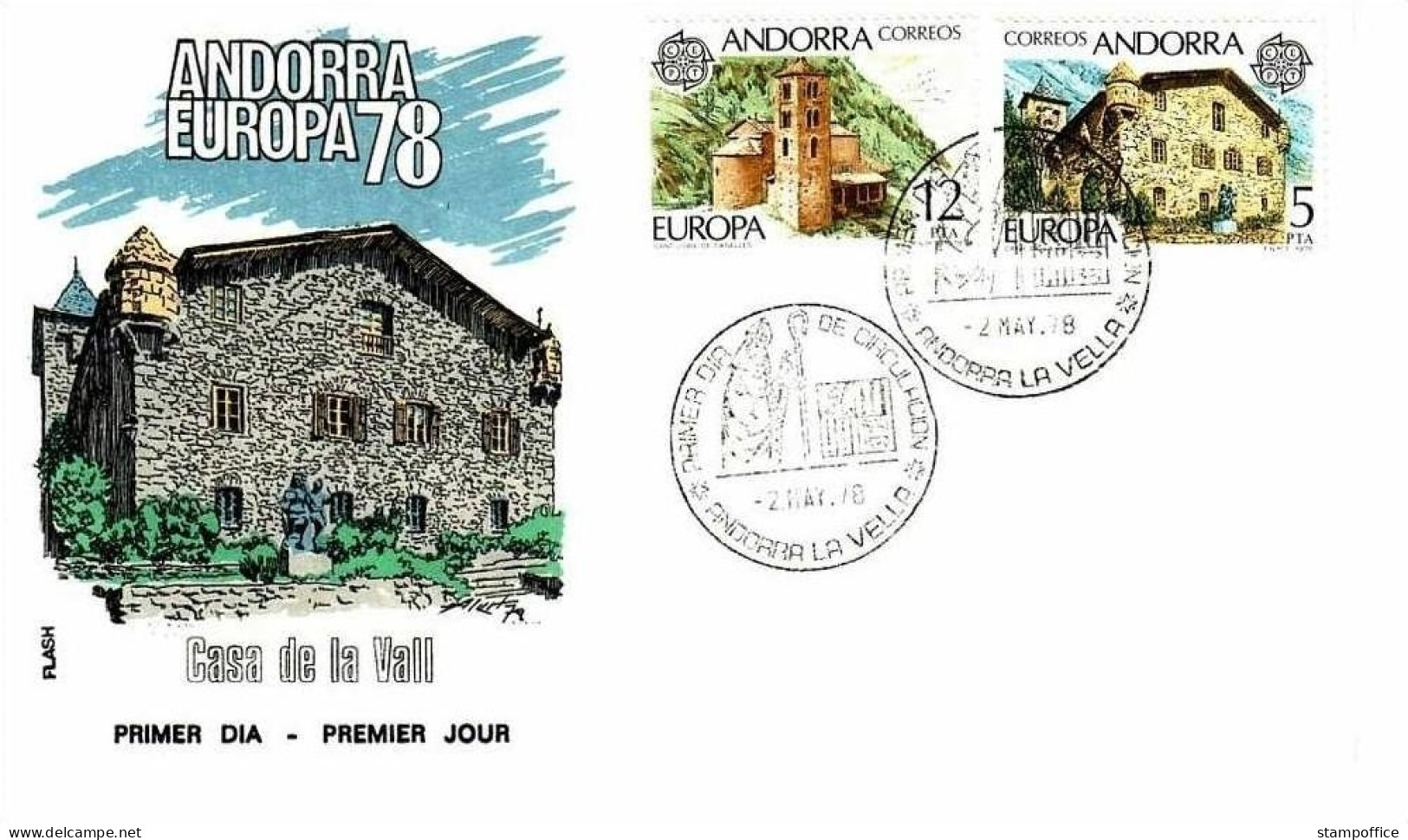 ANDORRA SPANISCH MI-NR. 115-116 FDC EUROPA 1978 BAUDENKMÄLER - 1978