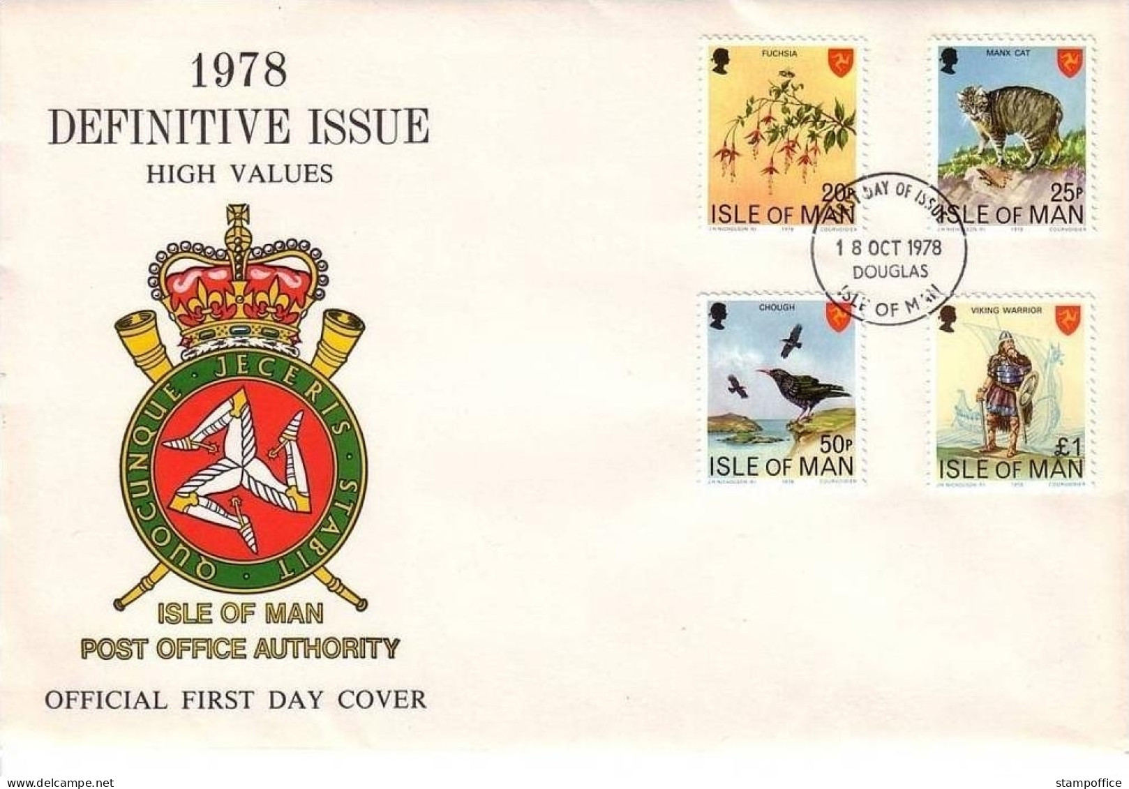 ISLE OF MAN MI-NR. 133-136 FDC MANXKATZE KRÄHE FUCHSIE WIKINGER - Isola Di Man