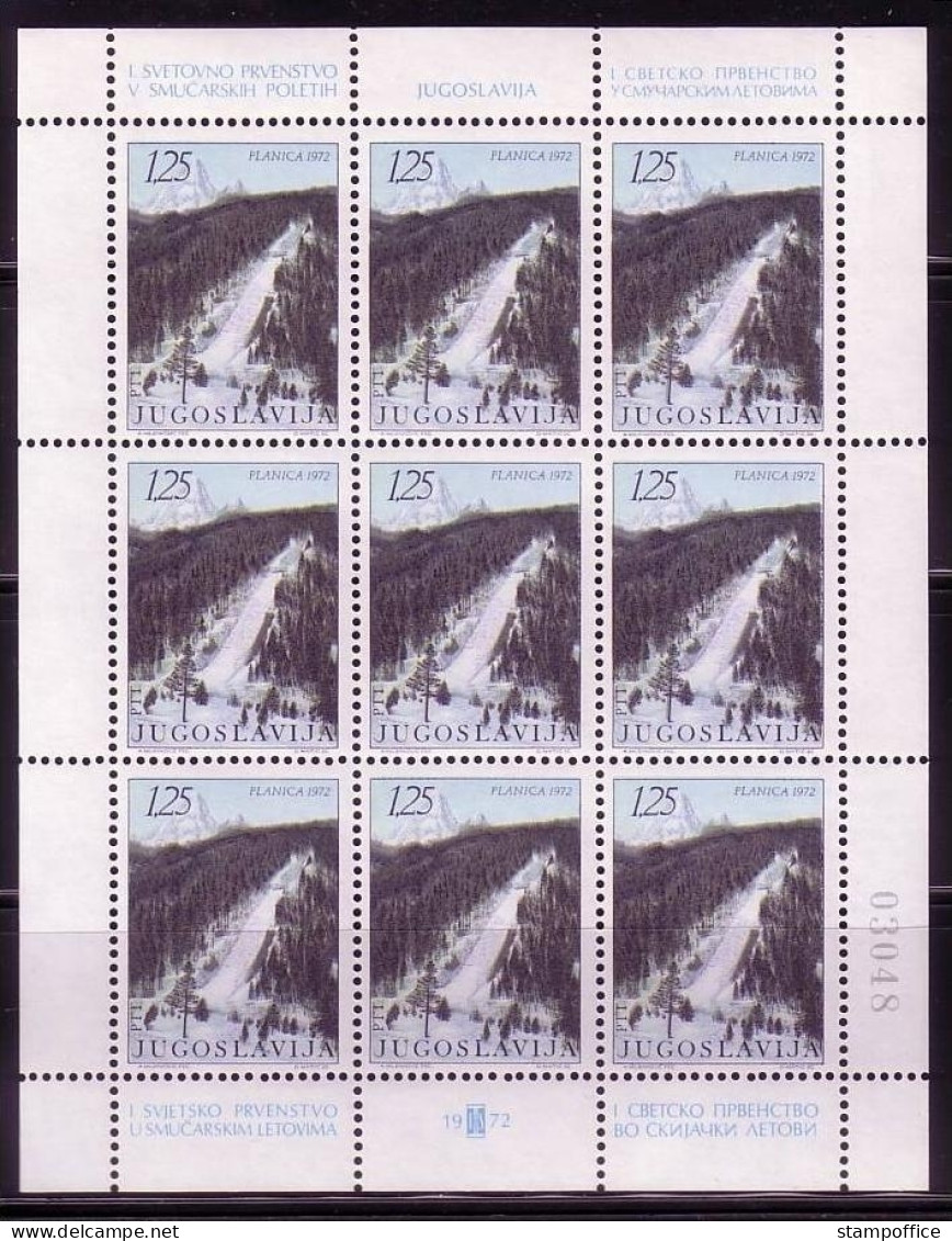 JUGOSLAWIEN MI-NR. 1450 POSTFRISCH(MINT) KLEINBOGEN SKIFLUG WM PLANICA 1972 - Blocks & Sheetlets