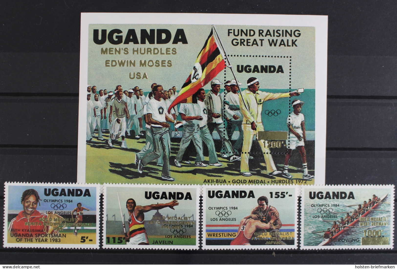 Uganda, Olympiade, MiNr. 397-400 + Block 45, Postfrisch - Uganda (1962-...)