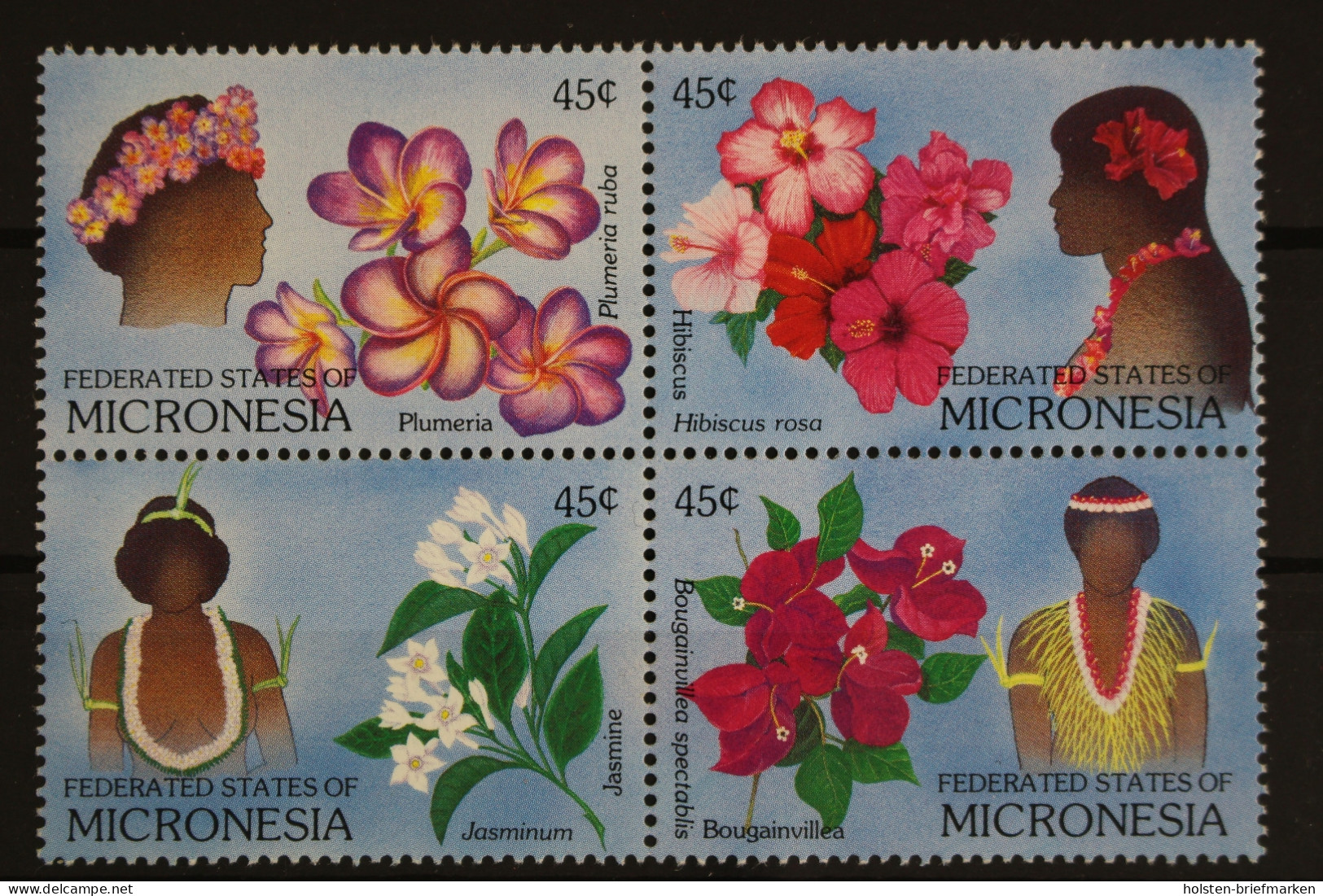 Mikronesien, MiNr. 123-126 Viererblock, Blüten, Postfrisch - Micronésie