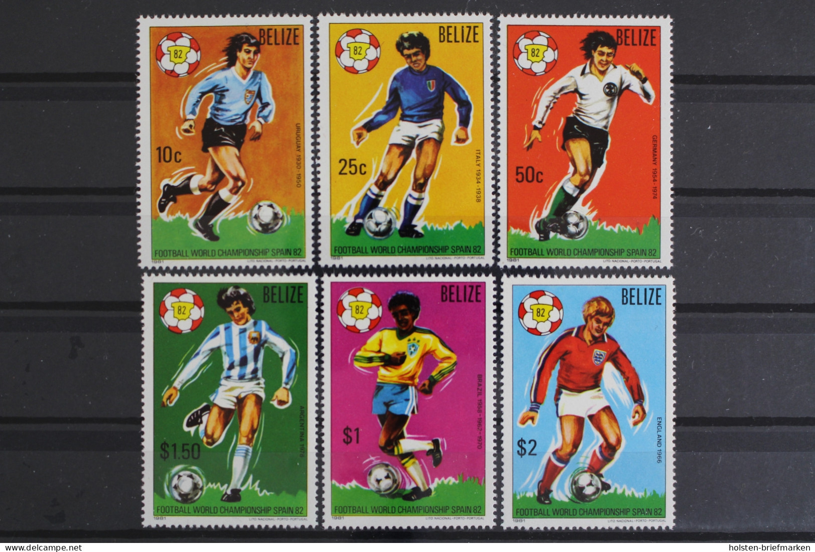 Belize, MiNr. 614-619, Fußball WM 1982, Postfrisch - Belize (1973-...)