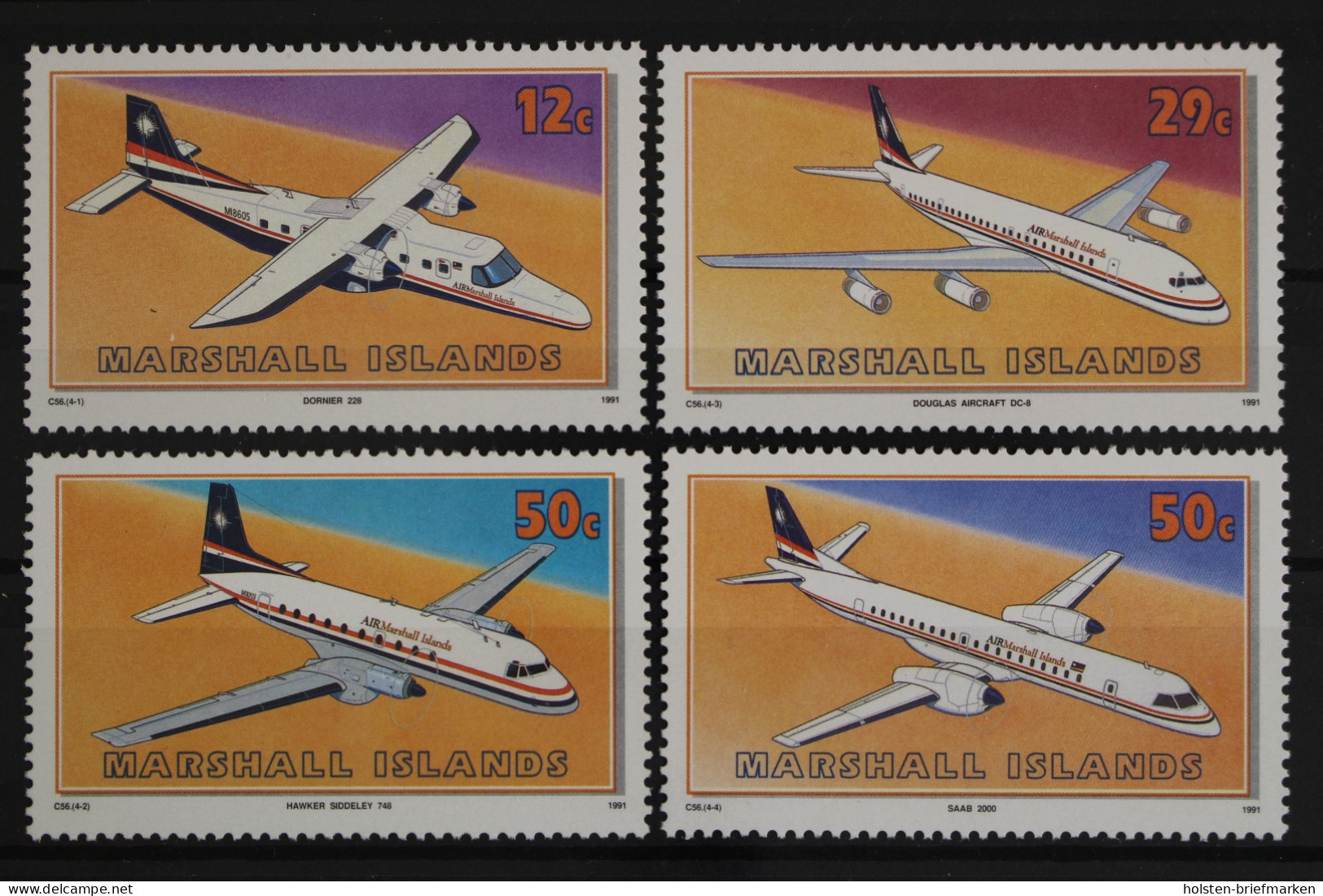Marshall-Inseln, MiNr. 372-375, Flugzeuge, Postfrisch - Marshallinseln