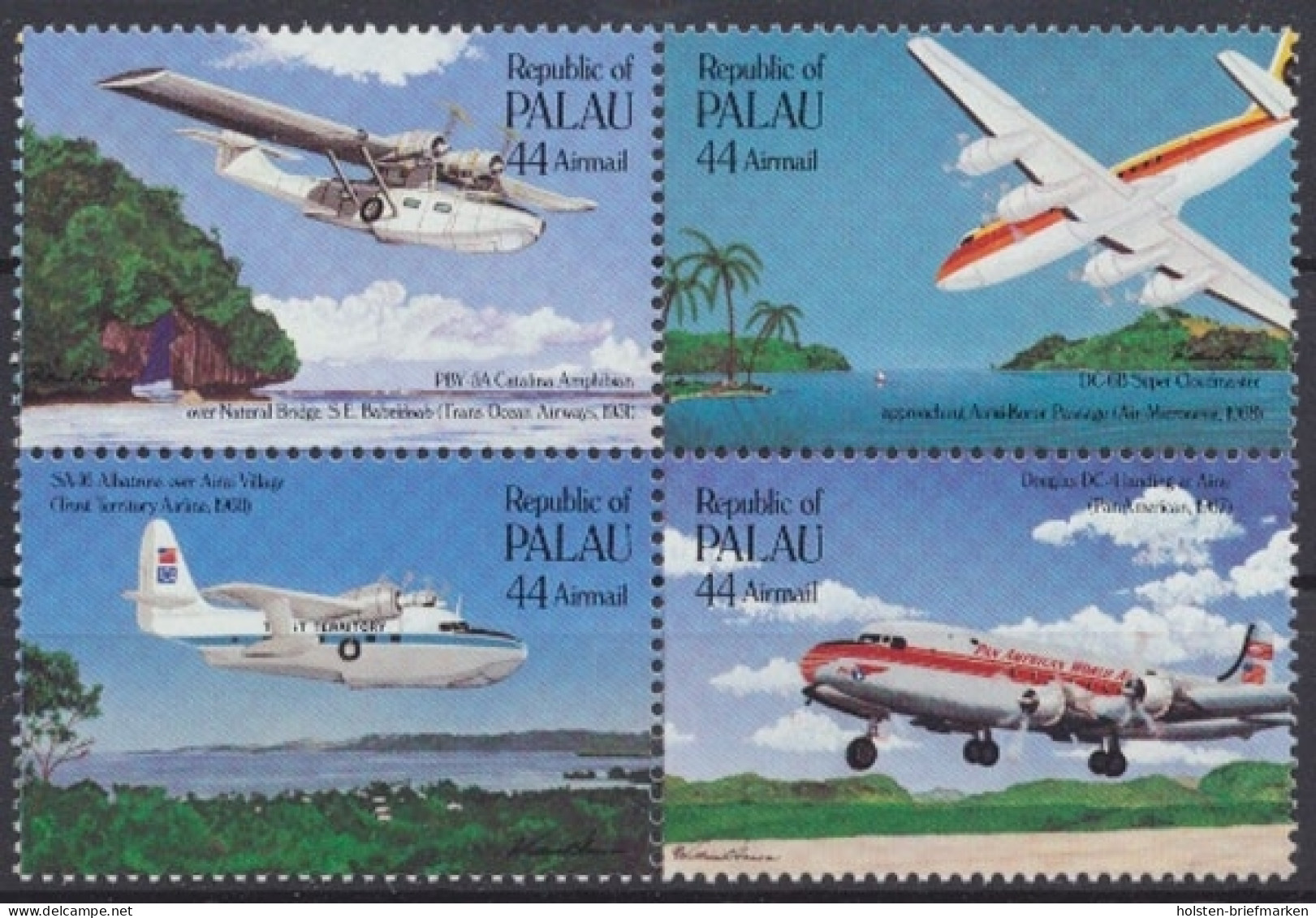 Palau, Flugzeuge, MiNr. 92-95 Viererblock, Postfrisch - Palau