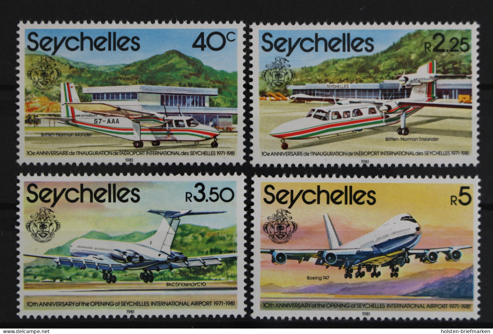 Seychellen, MiNr. 490-493, Flugzeuge, Postfrisch - Seychelles (1976-...)