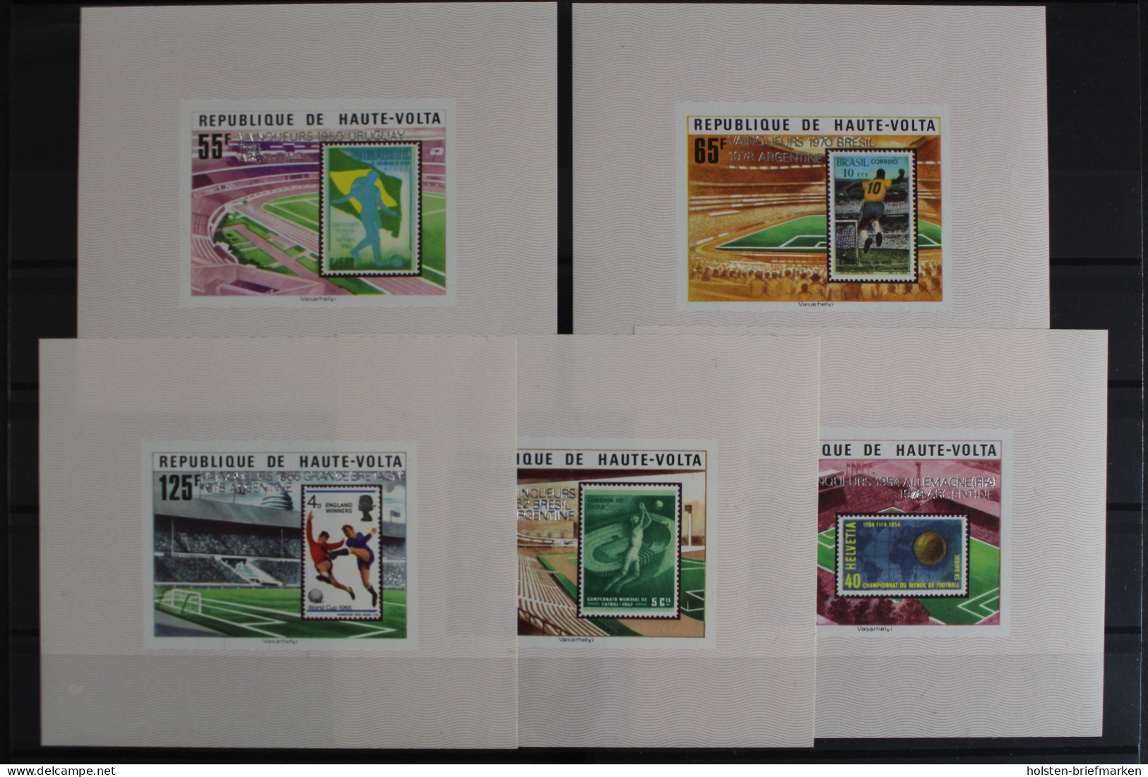 Obervolta, MiNr. 740-744 B, 5 Blöcke, Fußball WM 1978, Postfrisch - Burkina Faso (1984-...)