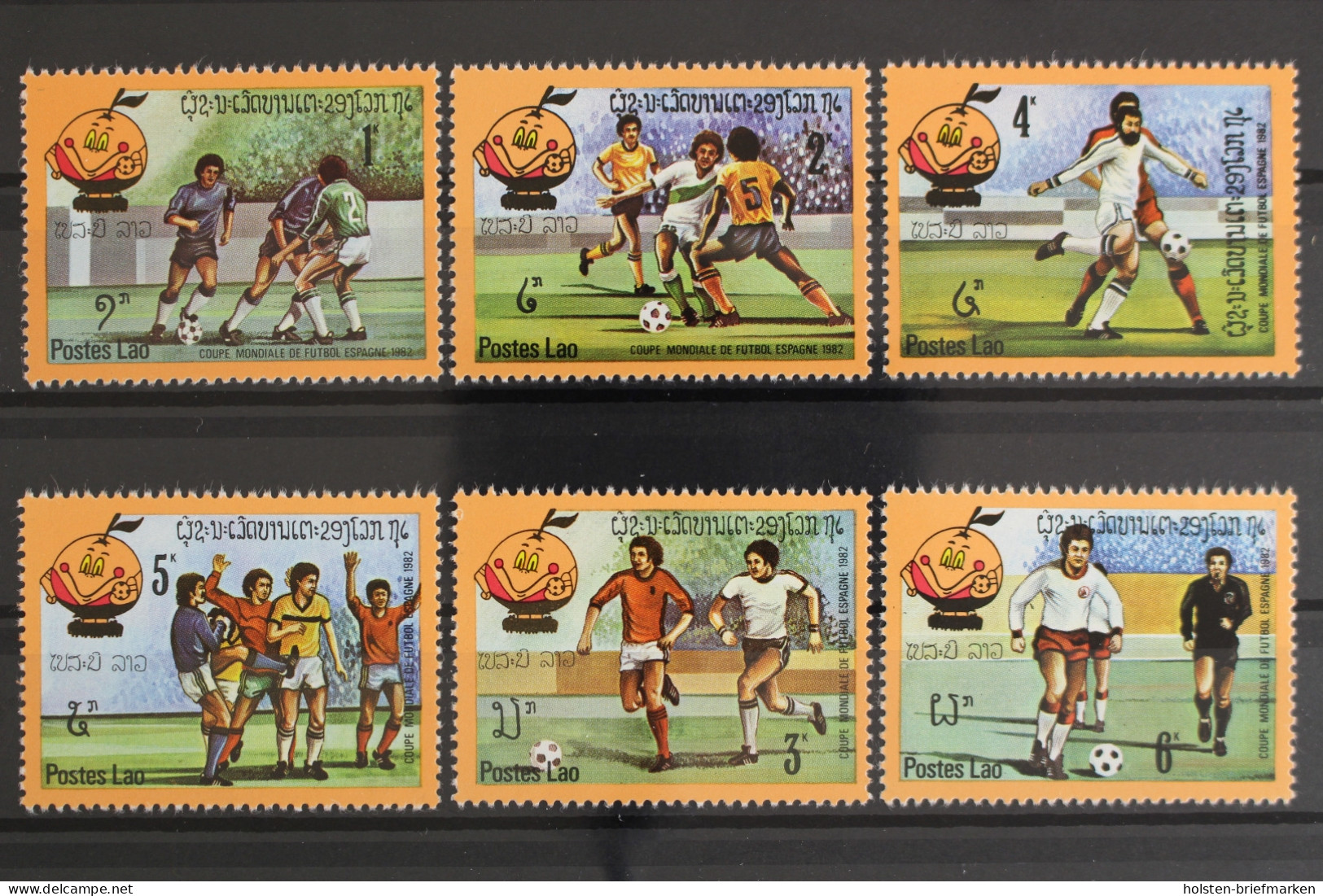 Laos, MiNr. 547-552, Fußball WM 1982, Postfrisch - Laos