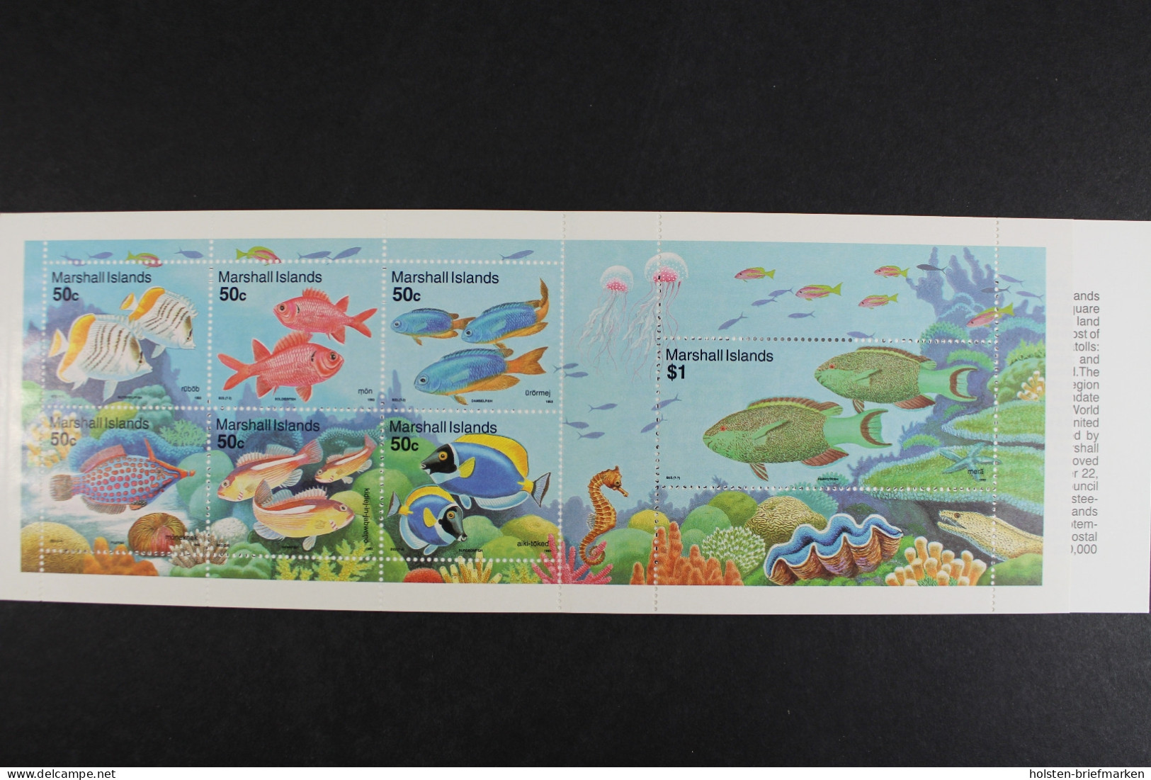 Marshall-Inseln, MiNr. 459-465, Markenheft, Fische, Postfrisch - Marshall Islands