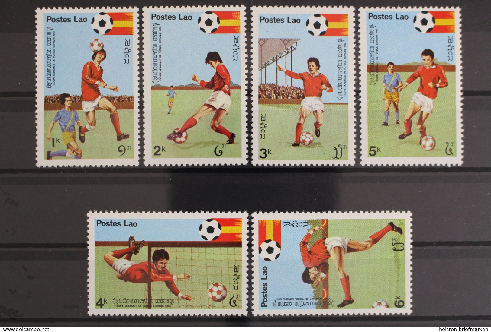 Laos, MiNr. 505-510, Fußball WM 1982, Postfrisch - Laos