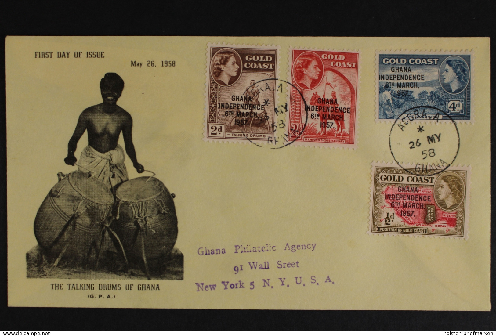 Ghana, MiNr. 8, 9, 11, FDC - Ghana (1957-...)