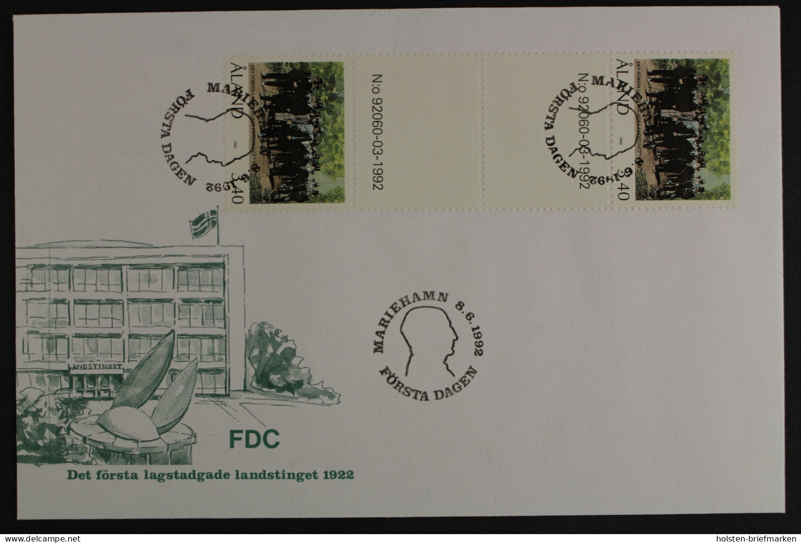 Aland, MiNr. 63, Zwischenstegpaar MitNummer, FDC - Aland