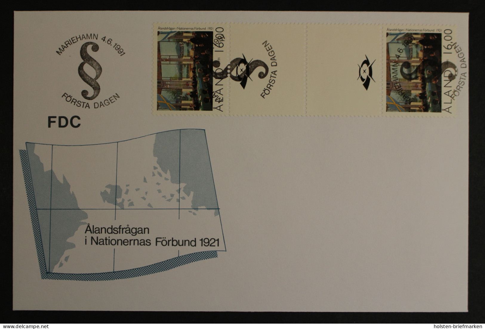 Aland, MiNr. 53, Zwischenstegpaar Mit Posthorn, FDC - Aland