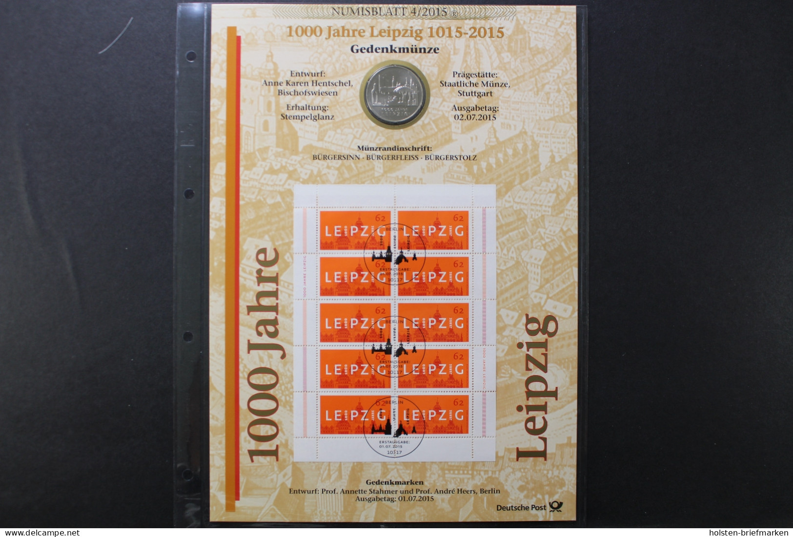 BRD, Numisblatt 4/2015, 10 Euro 1000 Jahre Leipzig - Andere & Zonder Classificatie