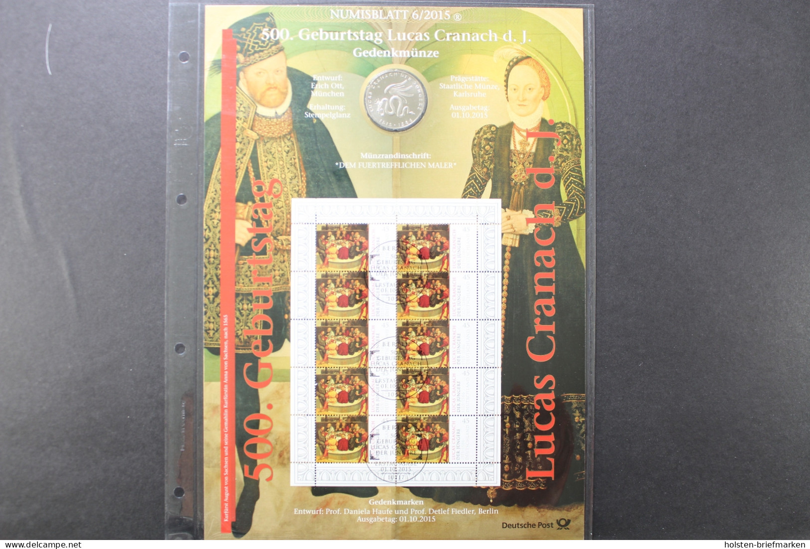 BRD, Numisblatt 6/2015, 10 Euro Luca Cranach - Other & Unclassified