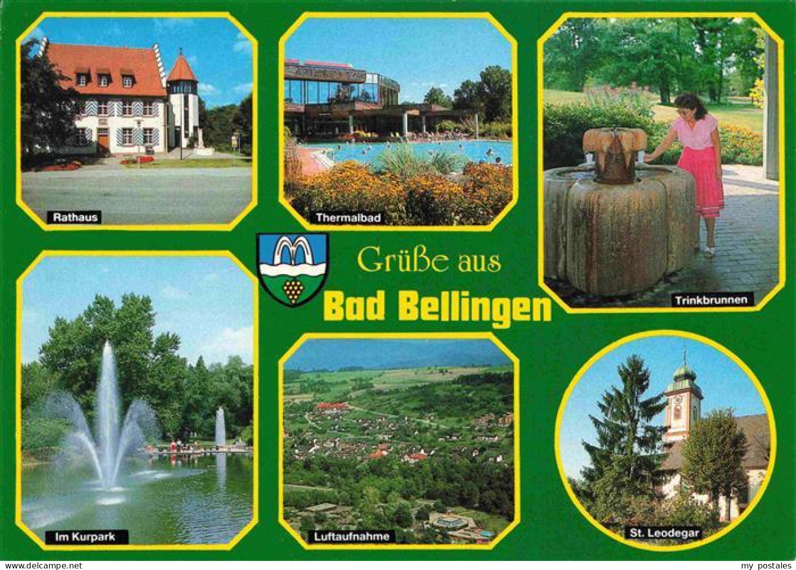 73968273 Bad_Bellingen Rathaus Thermalbad Trinkbrunnen Kurpark Kirche Luftaufnah - Bad Bellingen