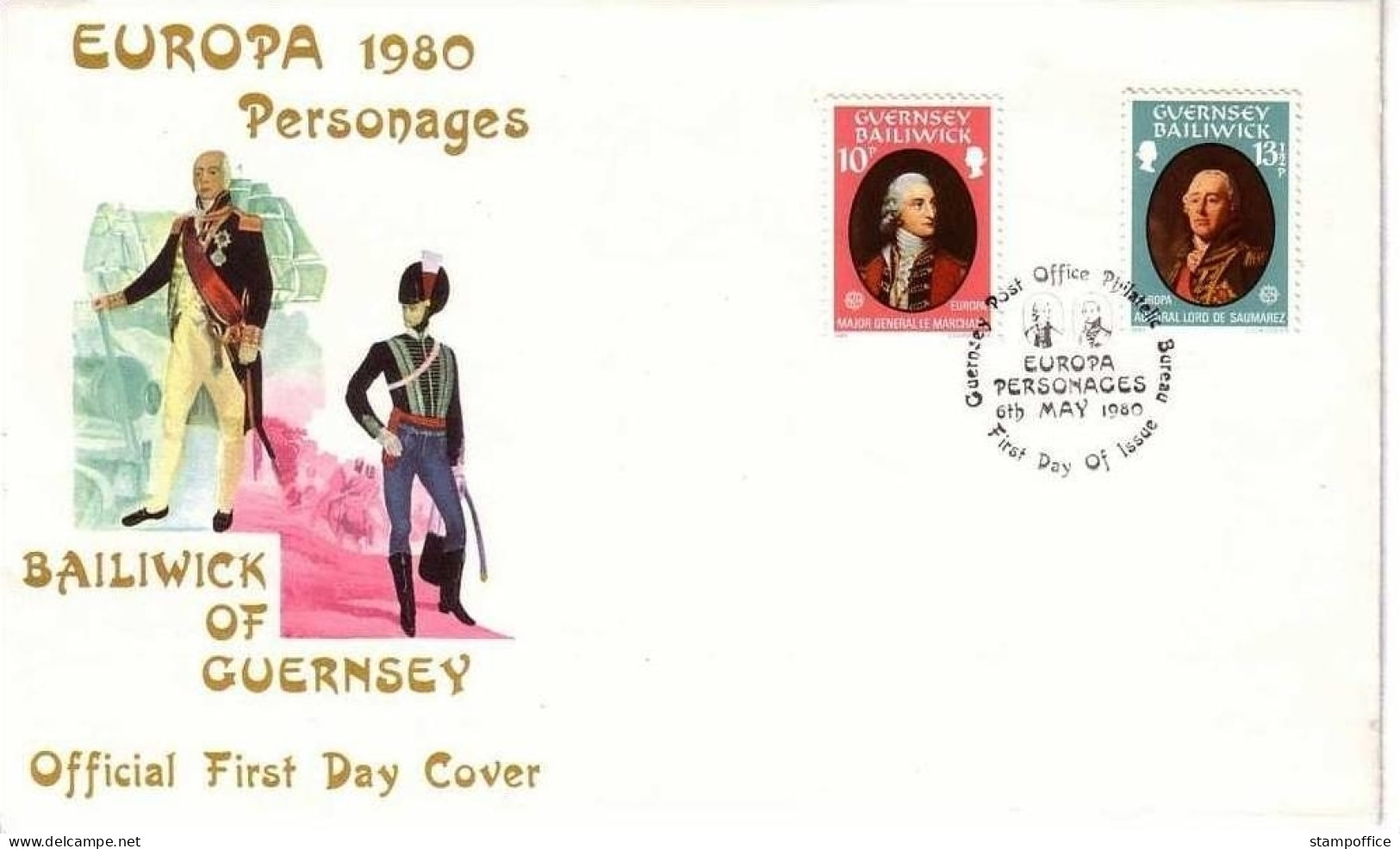 GUERNSEY MI-NR. 204-205 FDC CEPT 1980 BEDEUTENDE PERSÖNLICHKEITEN - 1980