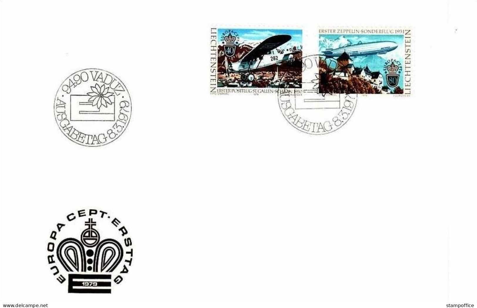 LIECHTENSTEIN MI-NR. 723-724 FDC EUROPA CEPT 1979 FLUGZEUG ZEPPELIN - 1979