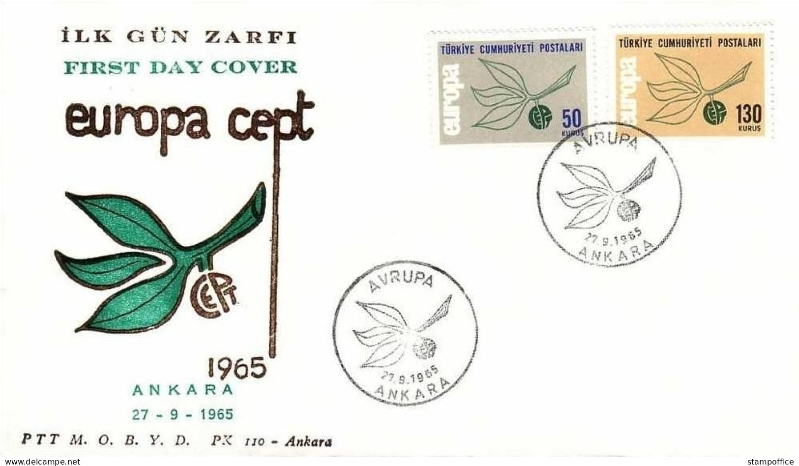 TÜRKEI MI-NR. 1961-1962 FDC CEPT 1965 ZWEIG - 1965