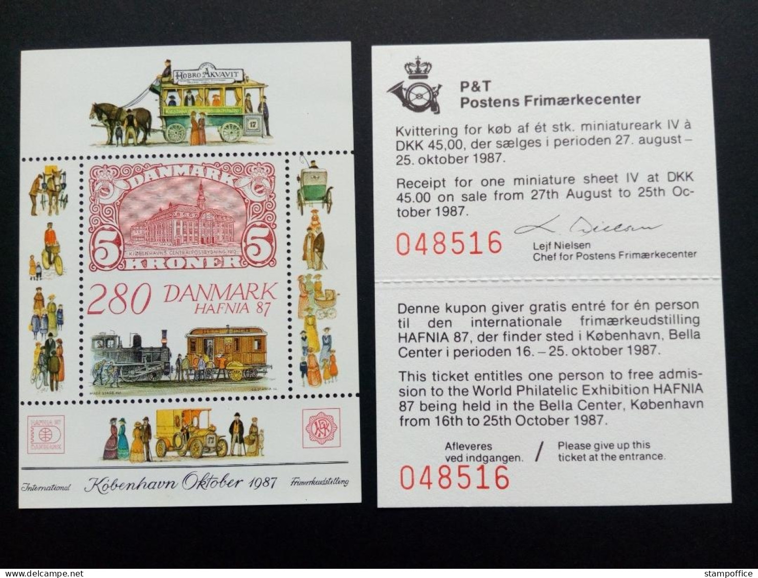 DÄNEMARK BLOCK 7 POSTFRISCH(MINT) HAFNIA'87 EISENBAHN KUTSCHE - Postkoetsen