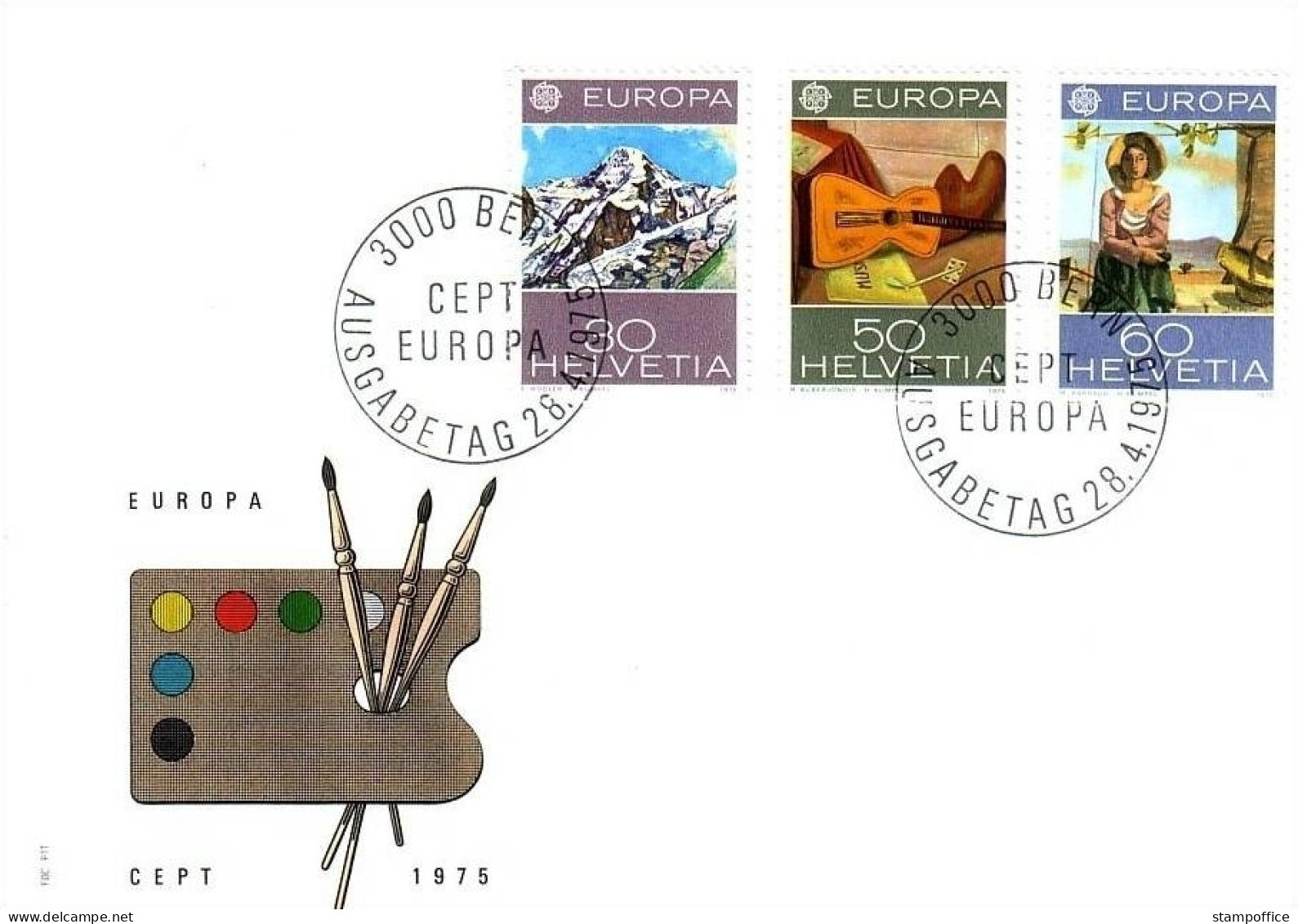 SCHWEIZ MI-NR. 1050-1052 FDC CEPT 1975 GEMÄLDE - 1975