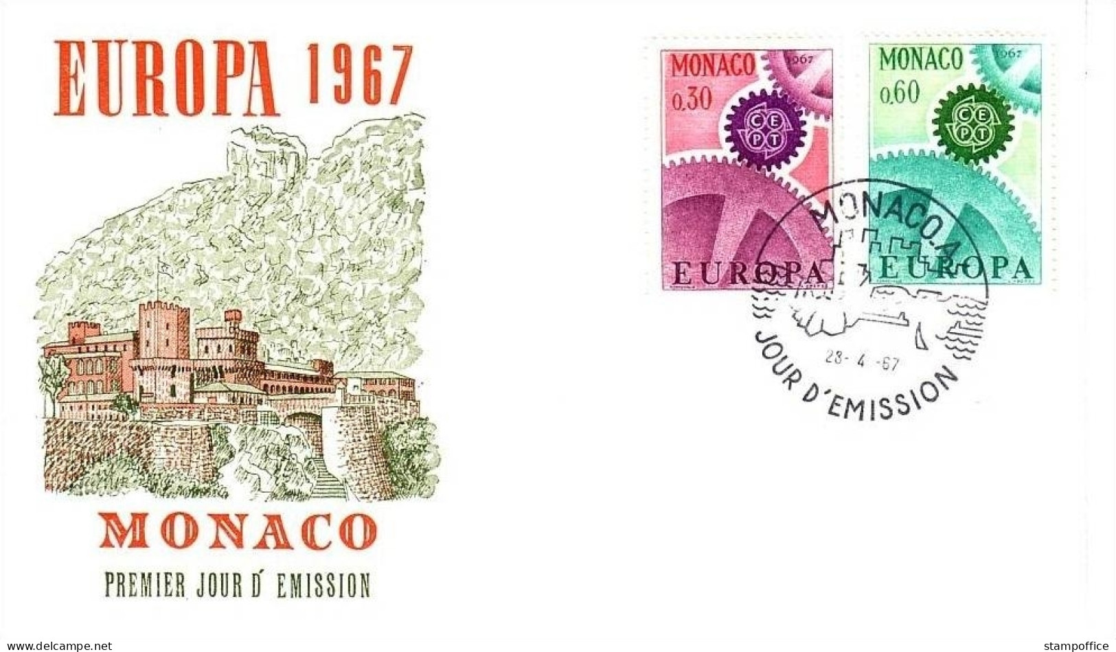 MONACO MI-NR. 870-871 FDC CEPT 1967 ZAHNRÄDER - 1967