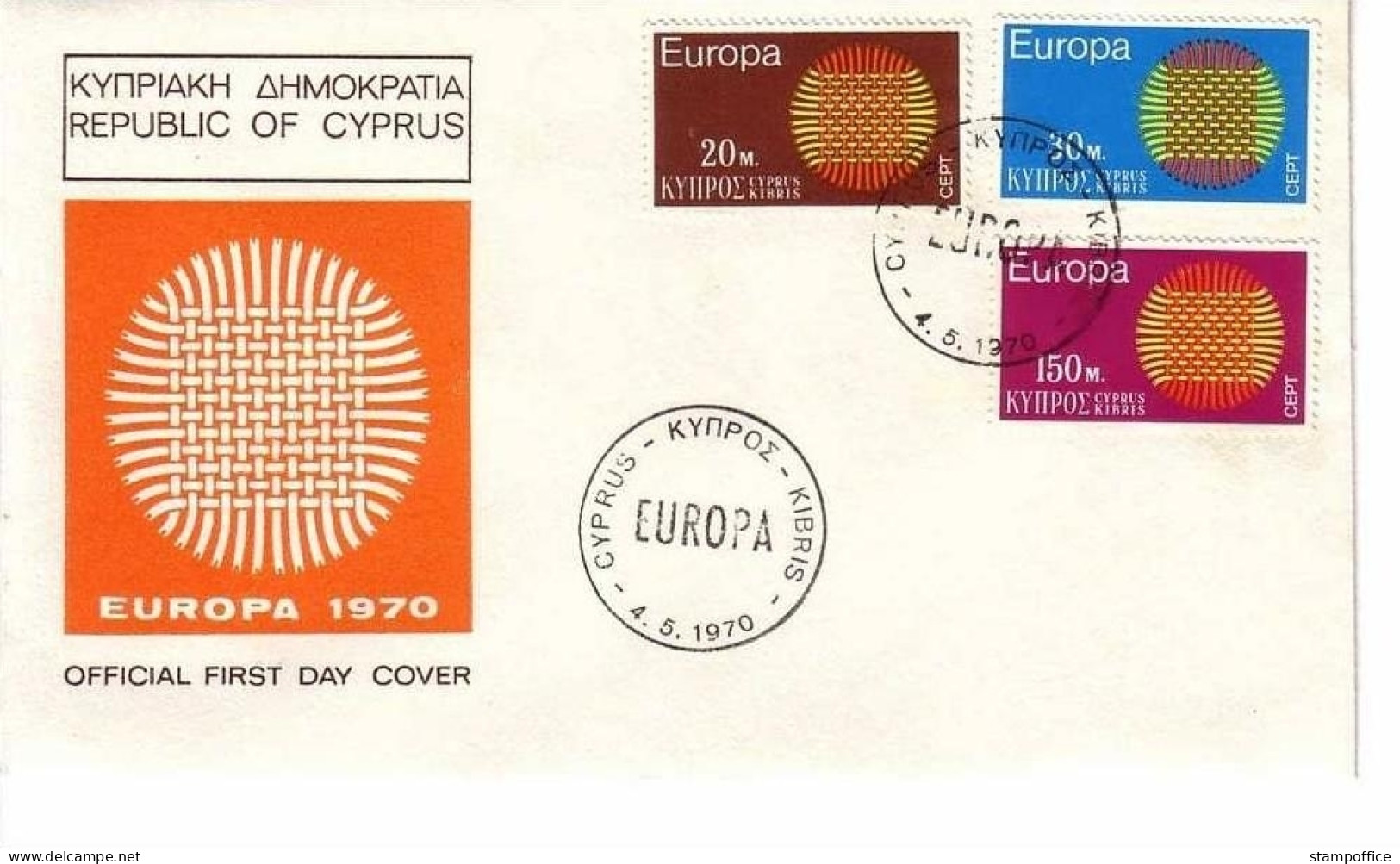 ZYPERN MI-NR. 332-334 FDC CEPT 1970 - 1970