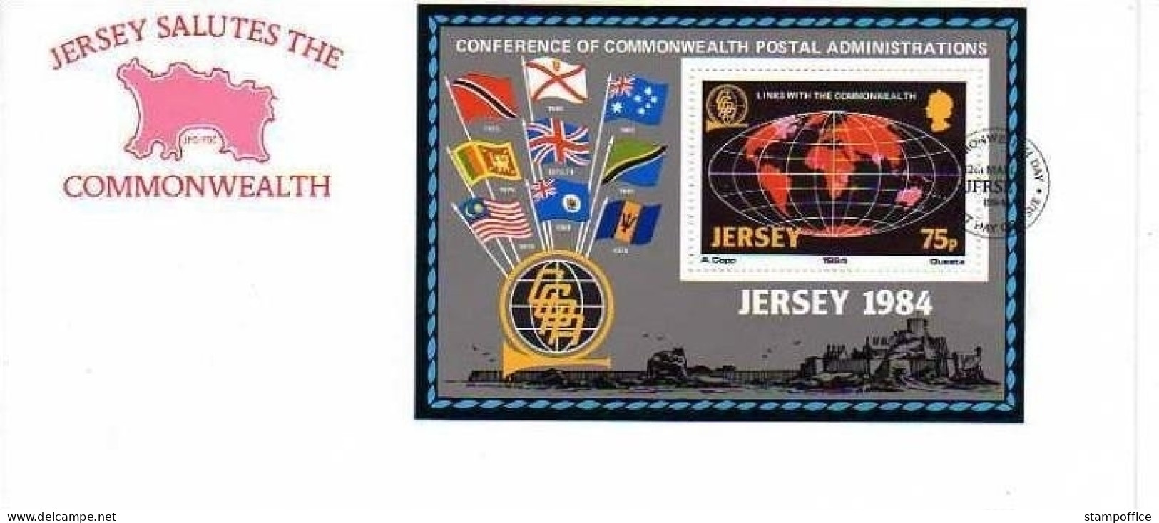 JERSEY BLOCK 3 FDC KONFERENZ DER POSTVERWALTUNGEN CCPA FLAGGEN - Jersey